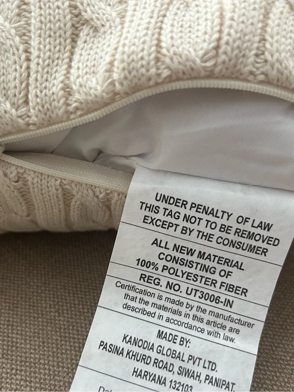 “New” Cupcakes & Cashmere Cream Cable-Knit Decorative Pillow with Black Bats